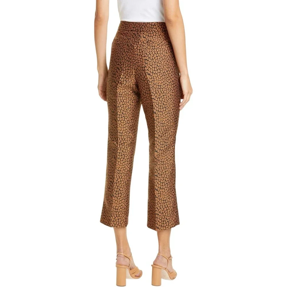 Kate‎ Spade Size 8 Flora Leopard Jacquard Crop Trouser Pants